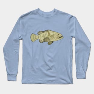 Grouper fish cartoon illustration Long Sleeve T-Shirt